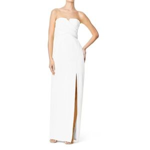 NWT Aidan Mattox cream strapless crepe wedding feminine formal dress. Size 0